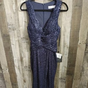 Ienna Mac Duggal Women's Size 2 Navy Blue Sequin